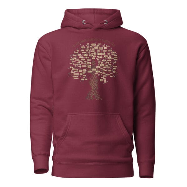 unisex-premium-pullover-hoodie-maroon-front-6a699b03beba0.jpg Black American Music Family Tree Unisex Hoodie