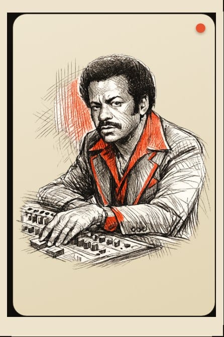 Illustrated portrait of Motown producer Norman Whitfield