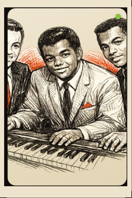 Illustrated portrait of Motown songwriting team Holland-Dozier-Holland